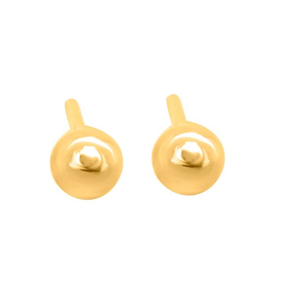 24K Gold Micro Plated 4MM Ball Earrings Silver - Picture 5 of 5